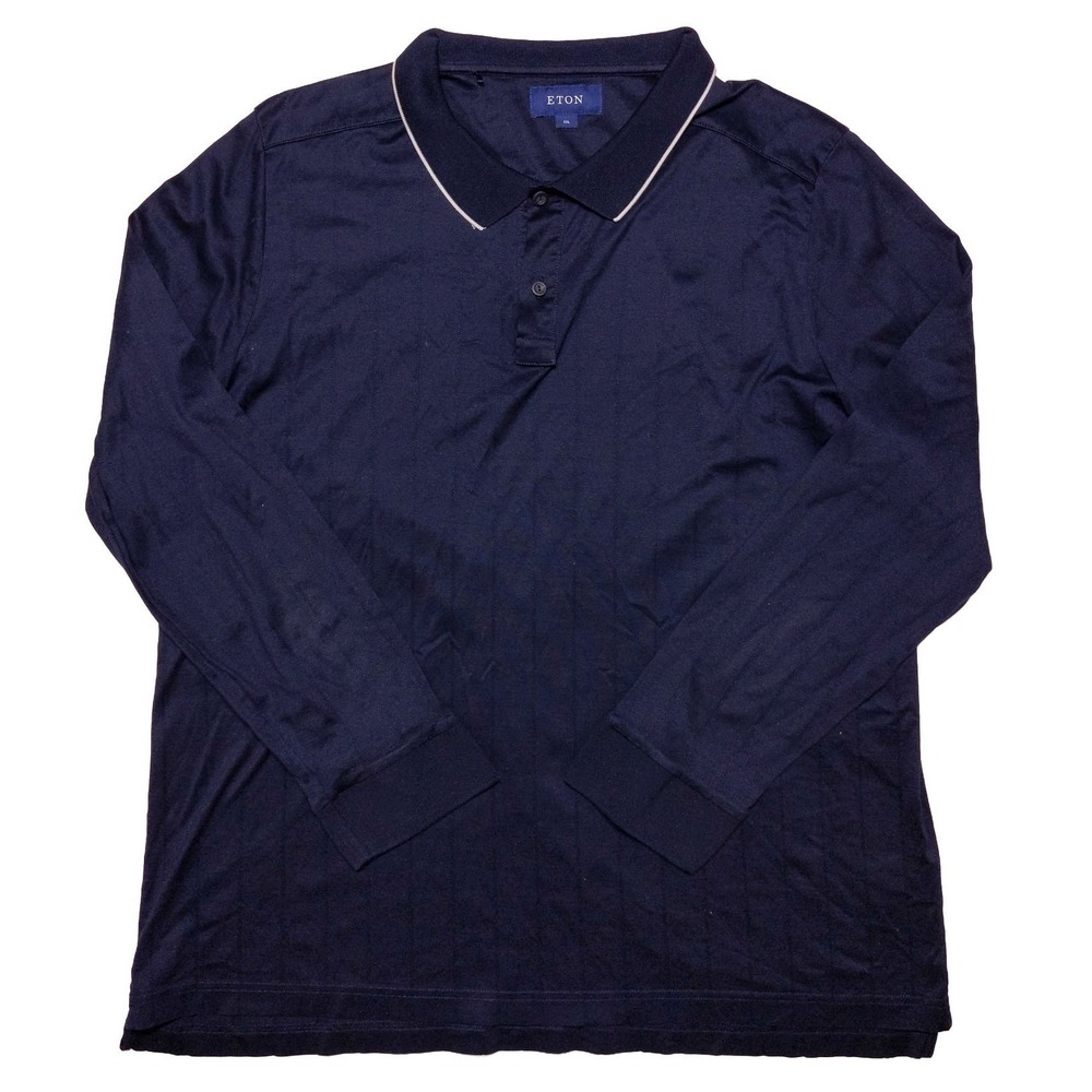 ETON of Sweden Long Sleeve Polo Shirt Jersey Navy Blue XXL 2XL